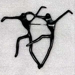 Vintage Black Metal Dancing Duo Ballet Jazz Dancers Brooch / Pin